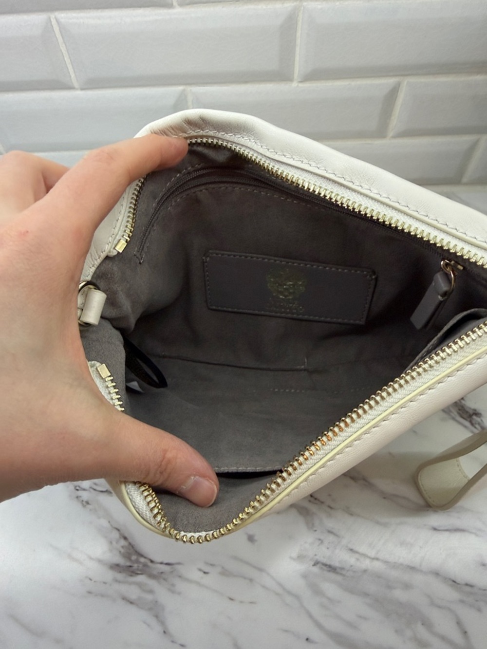 Vince Camuto Ivory Woven Leather Wristlet Clutch - Picture 4 of 7